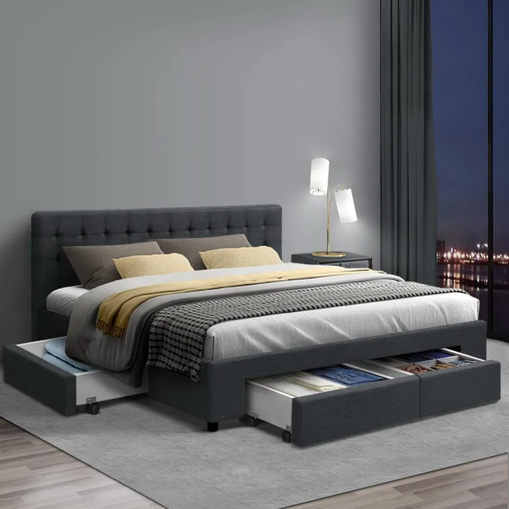 King Premium Package | Trinity Bed Charcoal, Algarve Euro Top Mattress (Medium Firm) & Deluxe Mattress Topper!