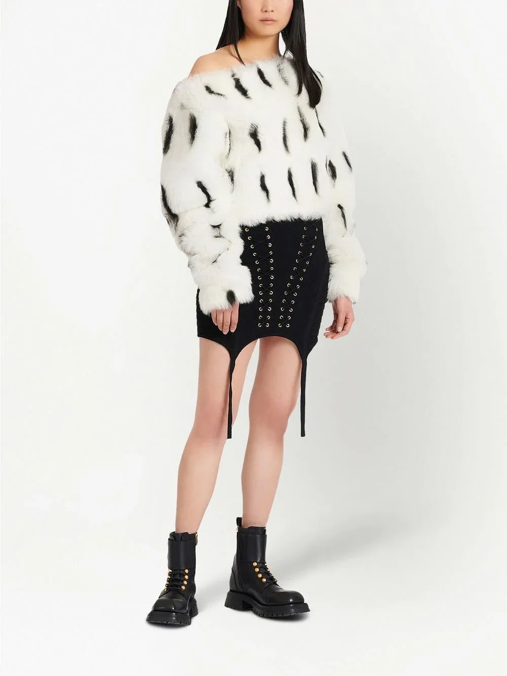 Laced Knit Gater Short Skirt