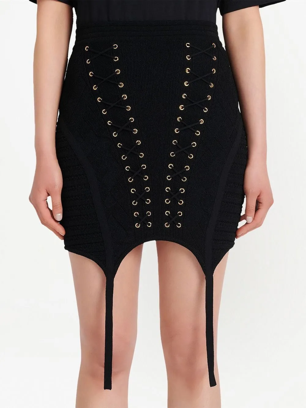 Laced Knit Gater Short Skirt