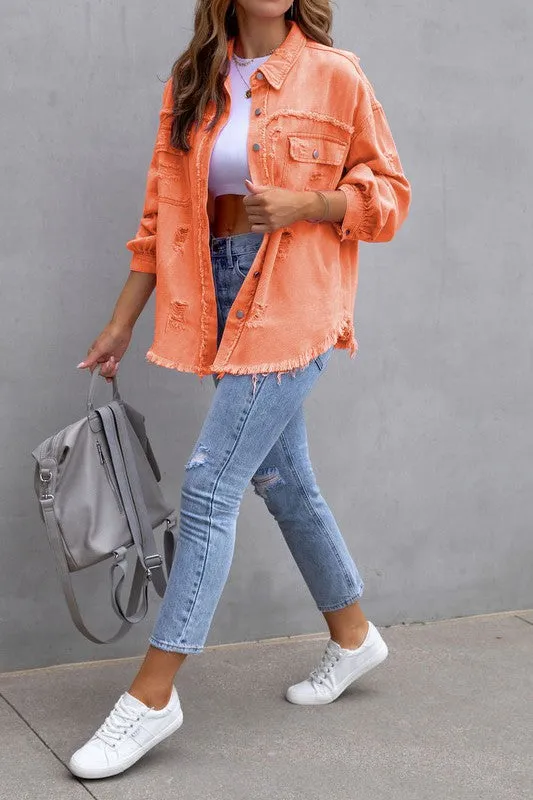 Like A Charm Denim Shacket Orange