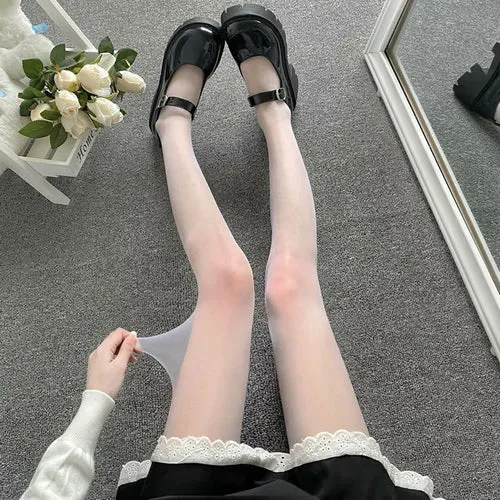 Lolita Long Socks Women's Leg Warmers Knitted Warm Foot Cover White
