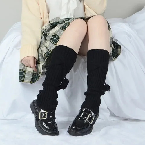 Lolita Long Socks Women's Leg Warmers Knitted Warm Foot Cover White