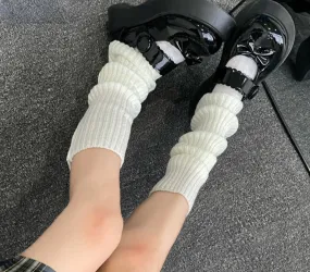 Lolita Long Socks Women's Leg Warmers Knitted Warm Foot Cover White