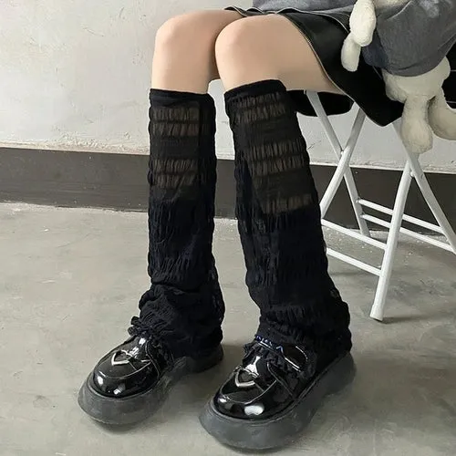 Lolita Long Socks Women's Leg Warmers Knitted Warm Foot Cover White