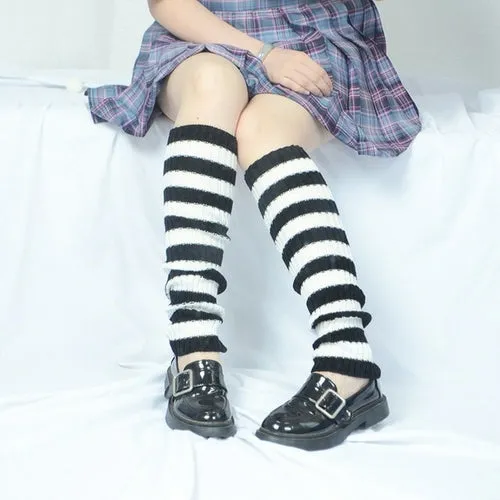 Lolita Long Socks Women's Leg Warmers Knitted Warm Foot Cover White