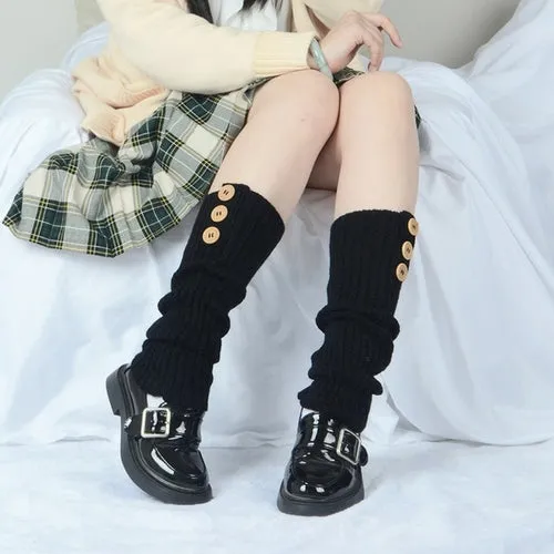Lolita Long Socks Women's Leg Warmers Knitted Warm Foot Cover White
