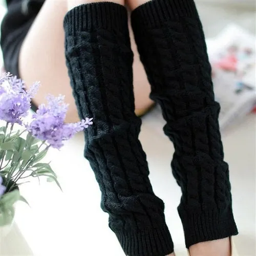 Lolita Long Socks Women's Leg Warmers Knitted Warm Foot Cover White