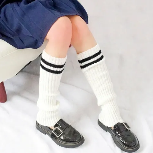 Lolita Long Socks Women's Leg Warmers Knitted Warm Foot Cover White