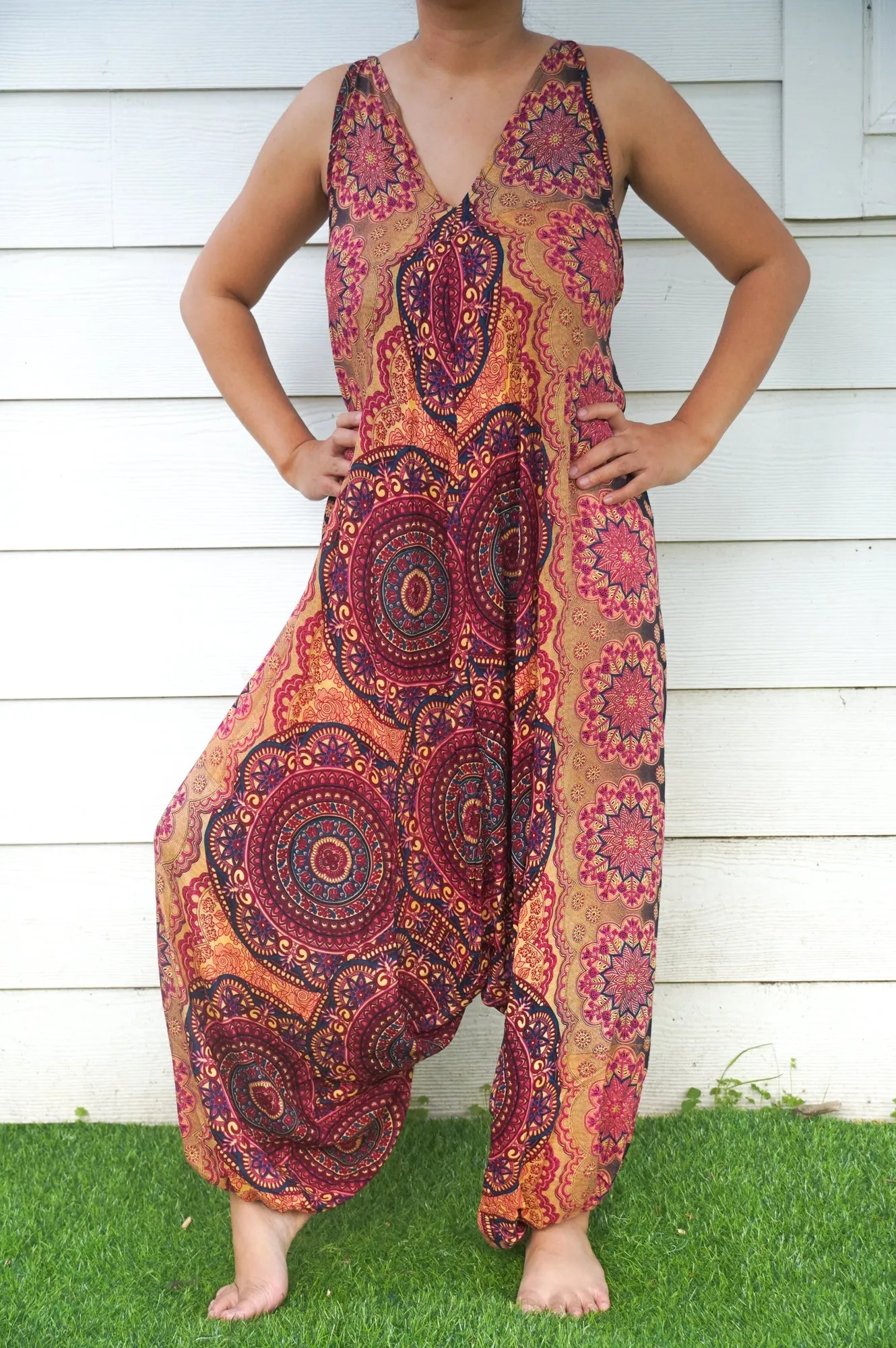 Orange Boho Hippie Rompers Jumpsuits
