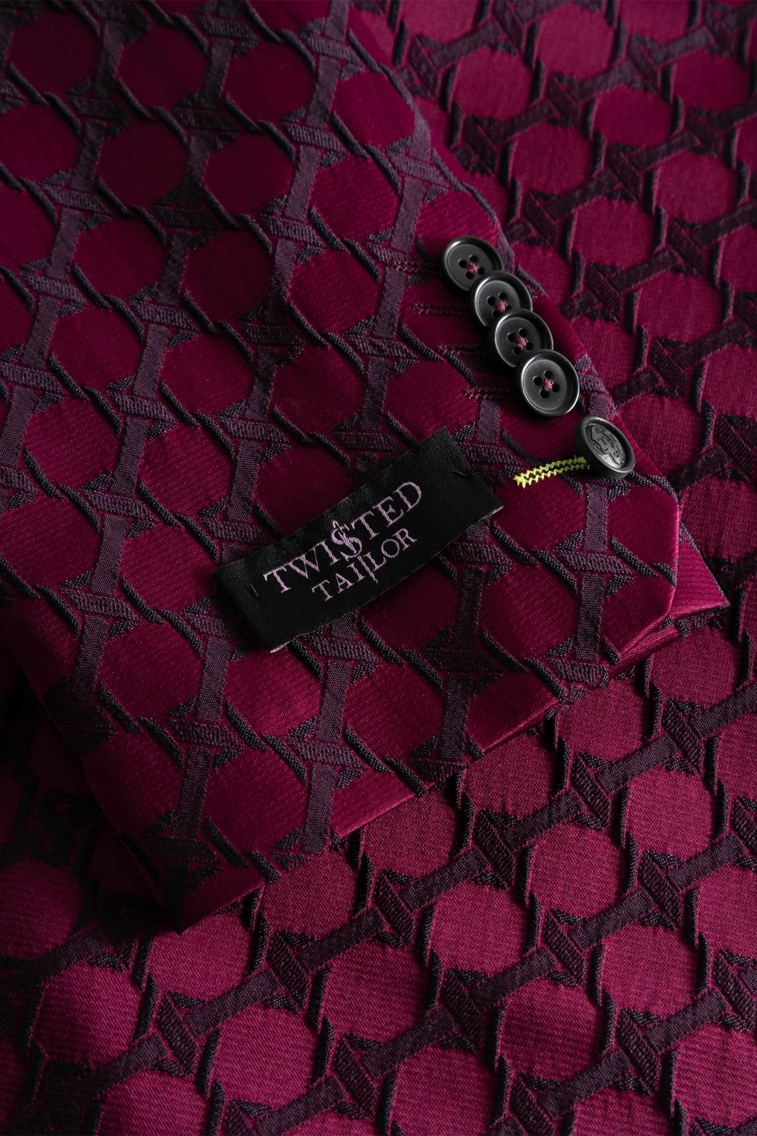 Papatya Slim Fit Burgundy Jacquard Suit