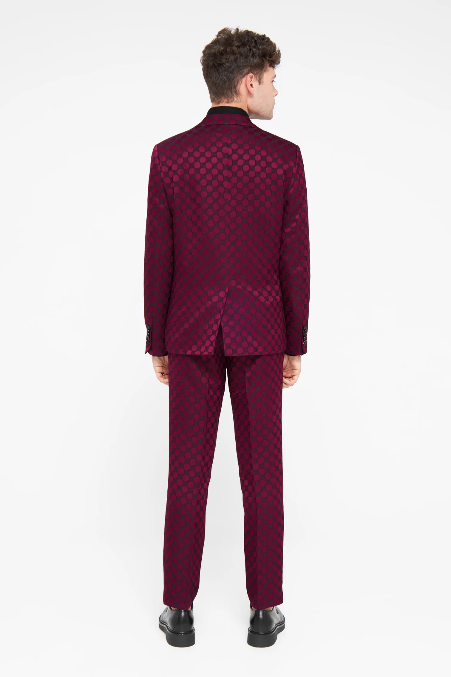 Papatya Slim Fit Burgundy Jacquard Suit