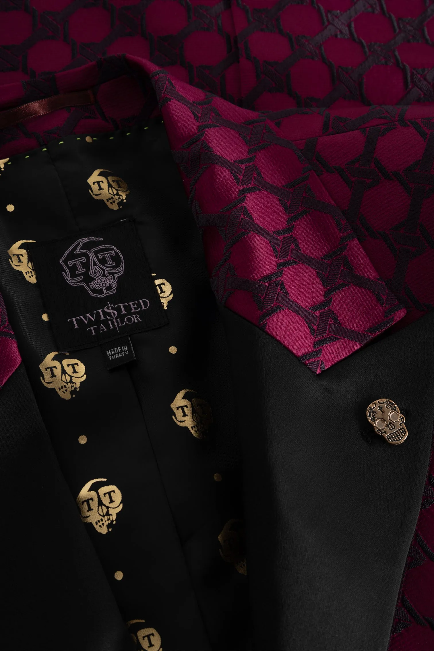 Papatya Slim Fit Burgundy Jacquard Suit