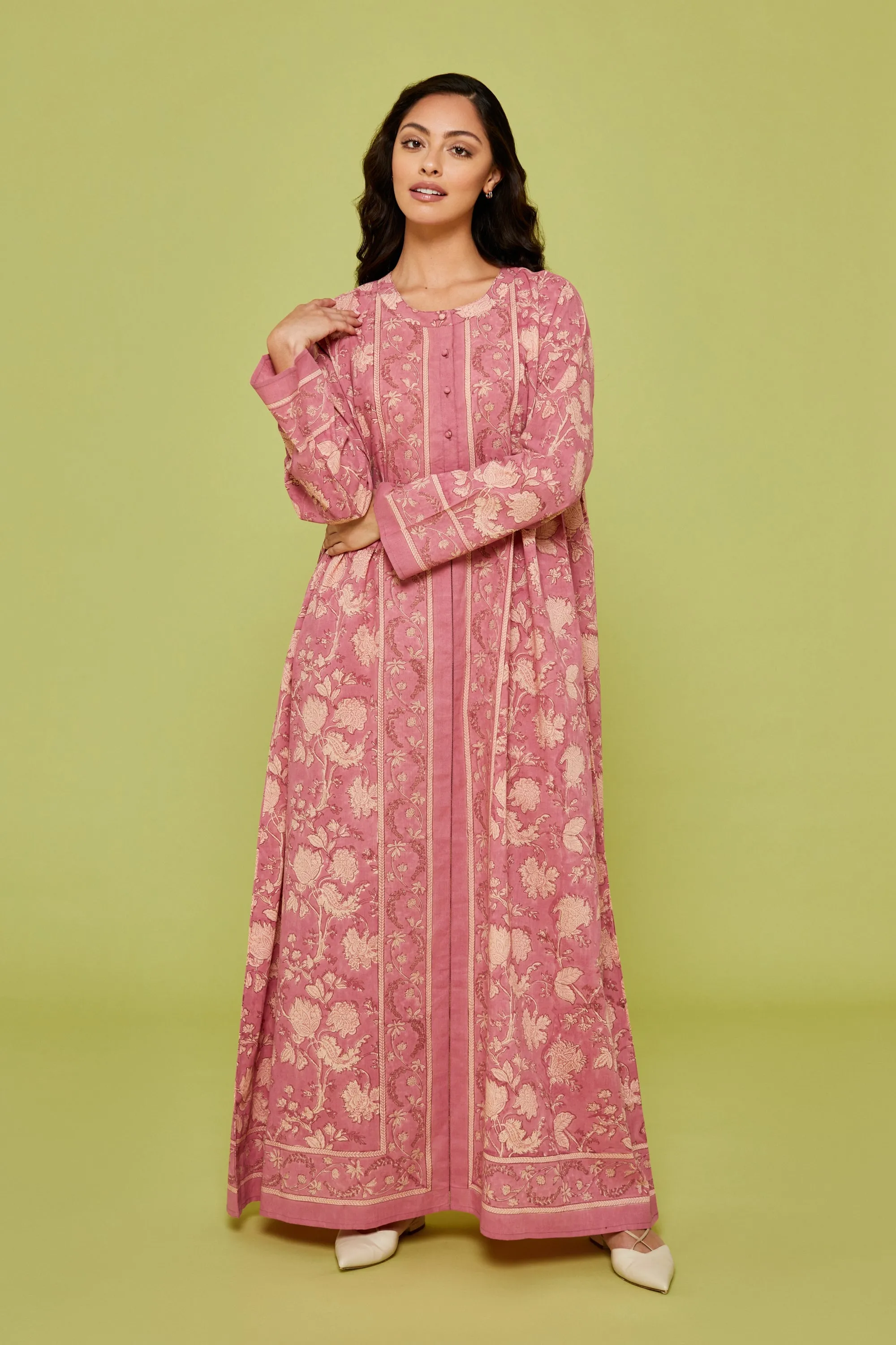 Pari Block Printed Dress in Blush Pink