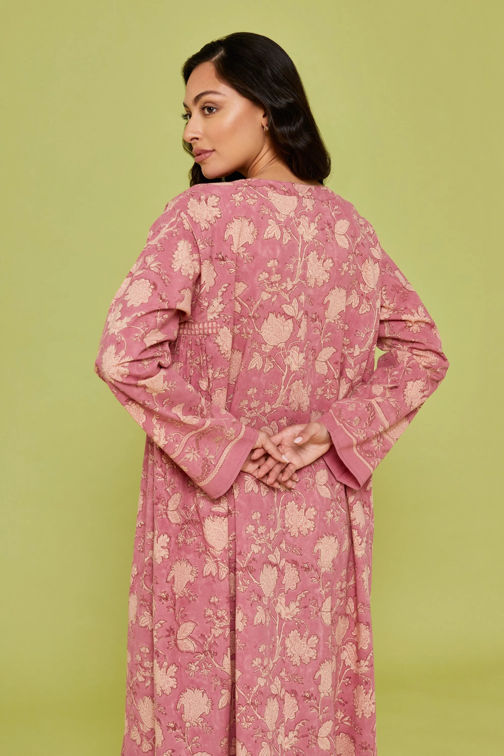 Pari Block Printed Dress in Blush Pink