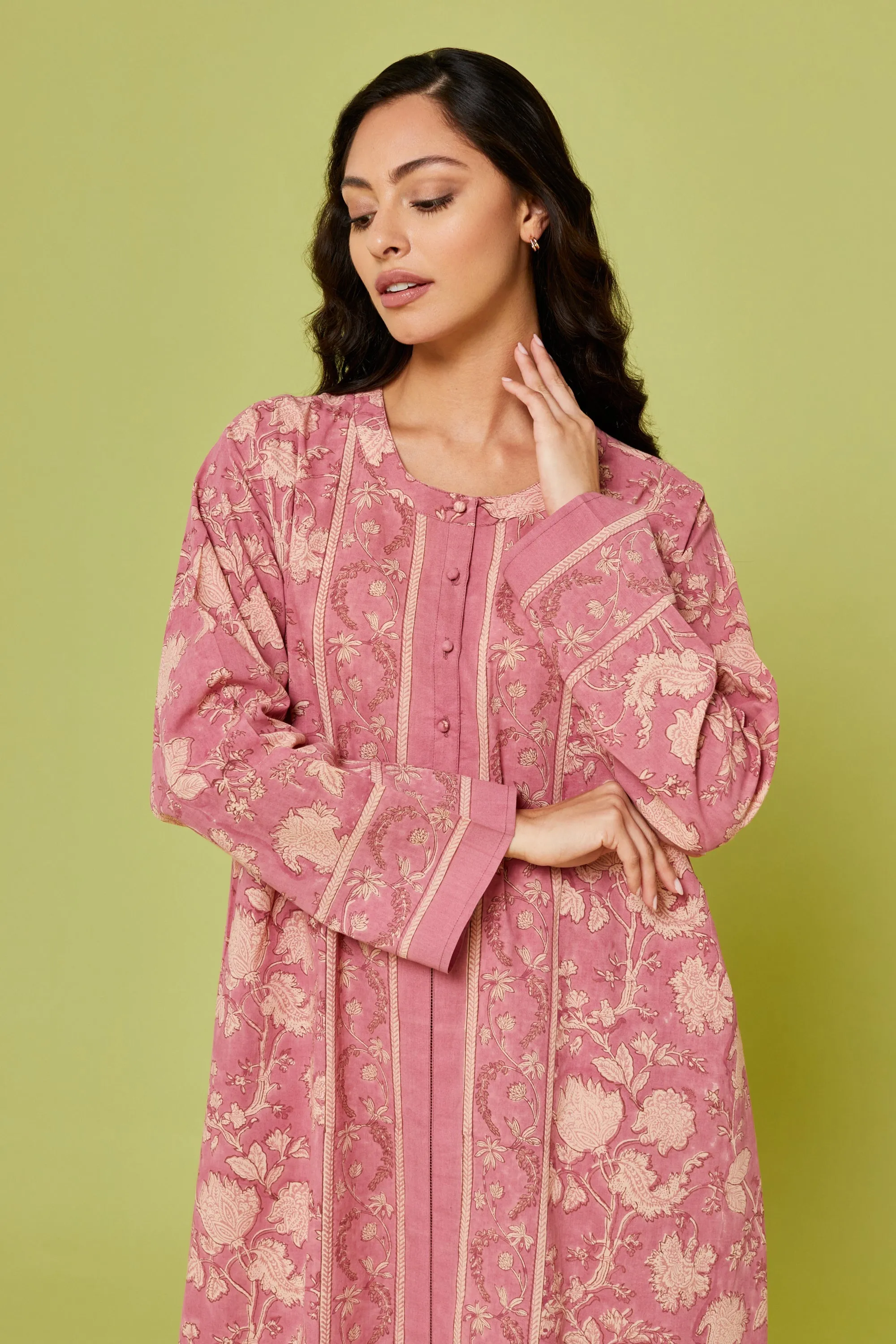 Pari Block Printed Dress in Blush Pink
