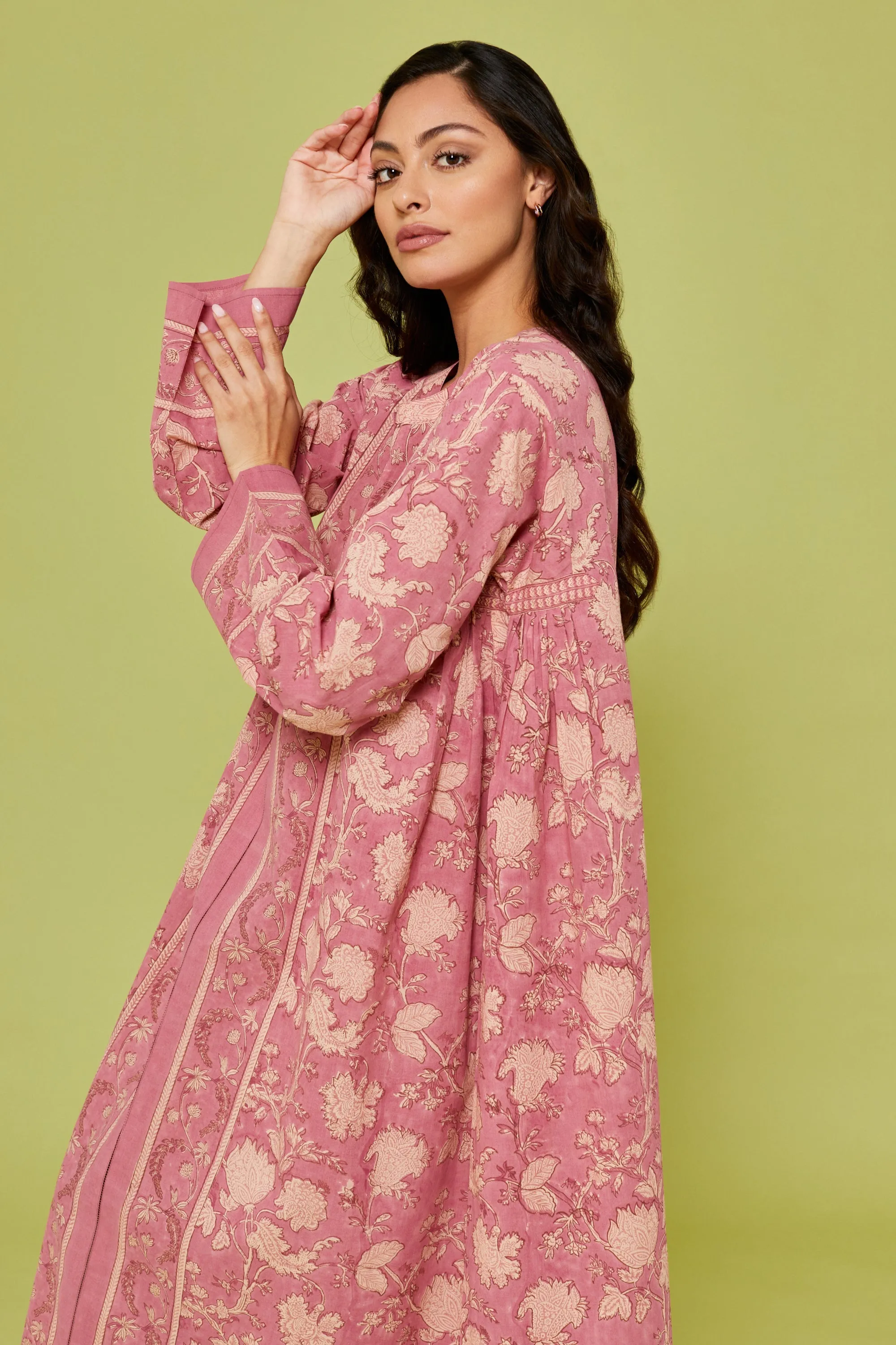 Pari Block Printed Dress in Blush Pink
