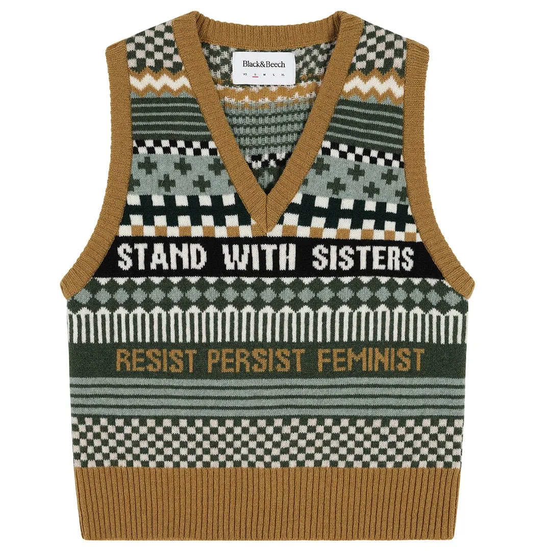 Patchwork Lambswool Tank Top in Seaweed by Black & Beech