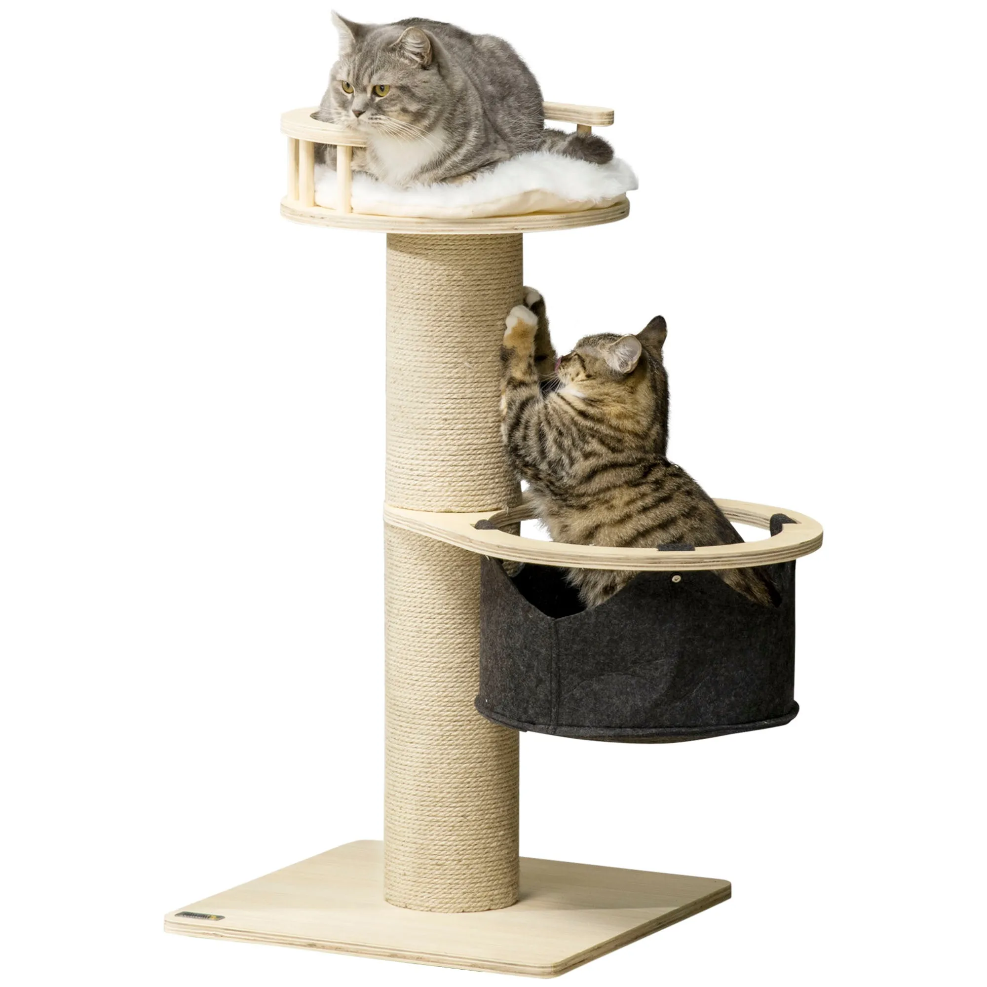 PawHut 84cm Kitty Activity Centre w/ Jute Scratching Post - Natural Finish