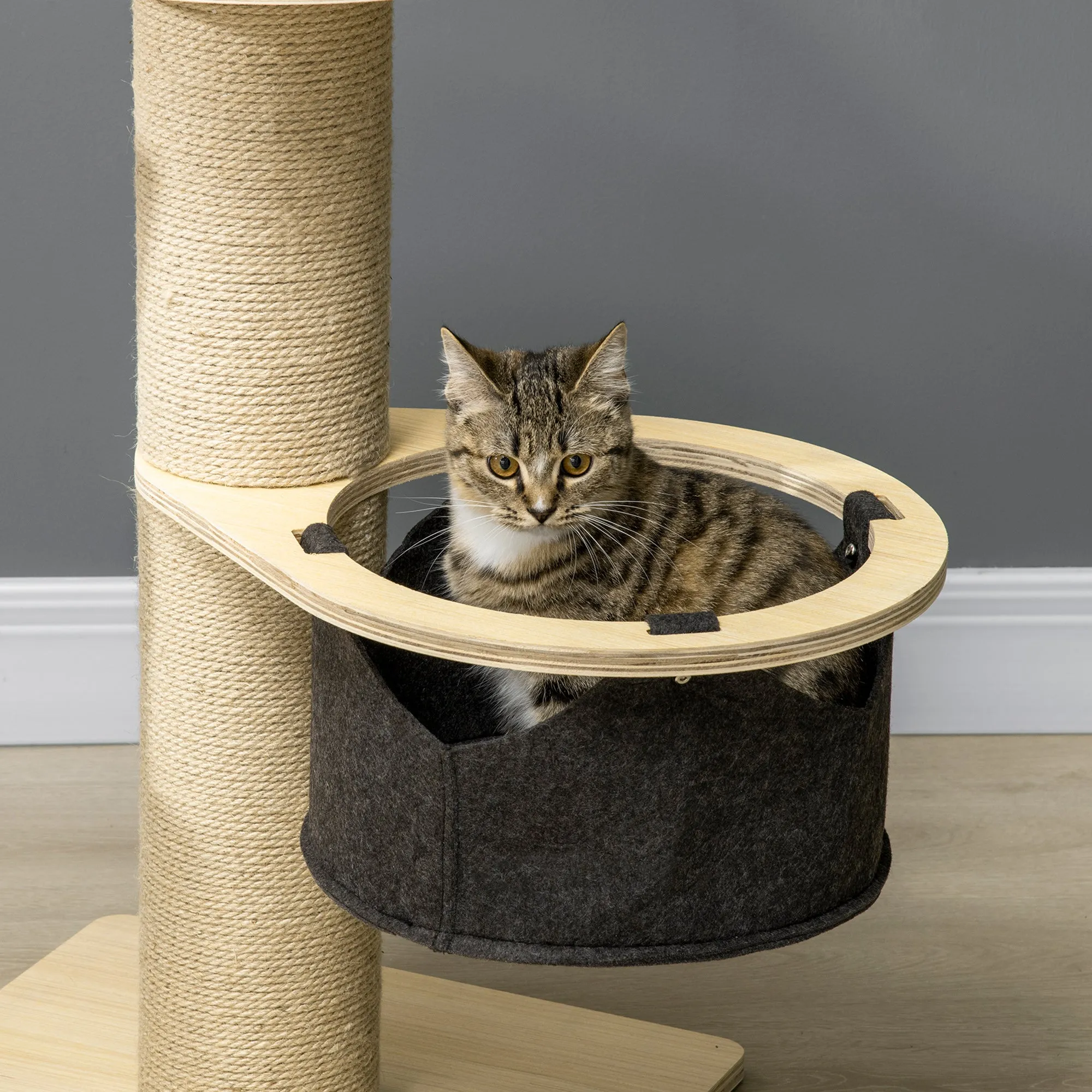 PawHut 84cm Kitty Activity Centre w/ Jute Scratching Post - Natural Finish