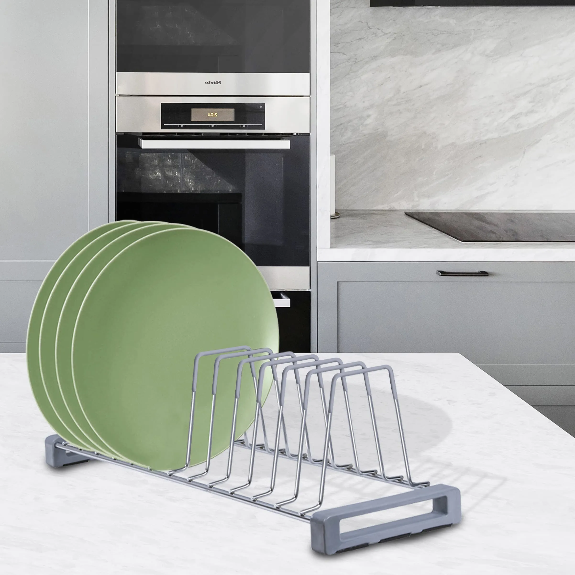 Plantex Stainless Steel Thali Stand/Dish Rack/Plate Stand for Modular Kitchen/Tandem Box Accessories - Pack of 1 (Chrome Finish)