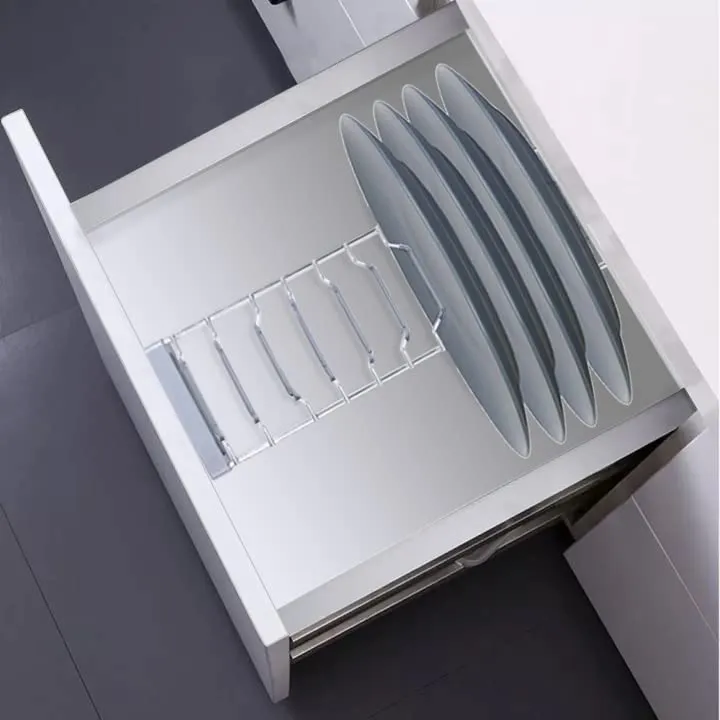 Plantex Stainless Steel Thali Stand/Dish Rack/Plate Stand for Modular Kitchen/Tandem Box Accessories - Pack of 1 (Chrome Finish)