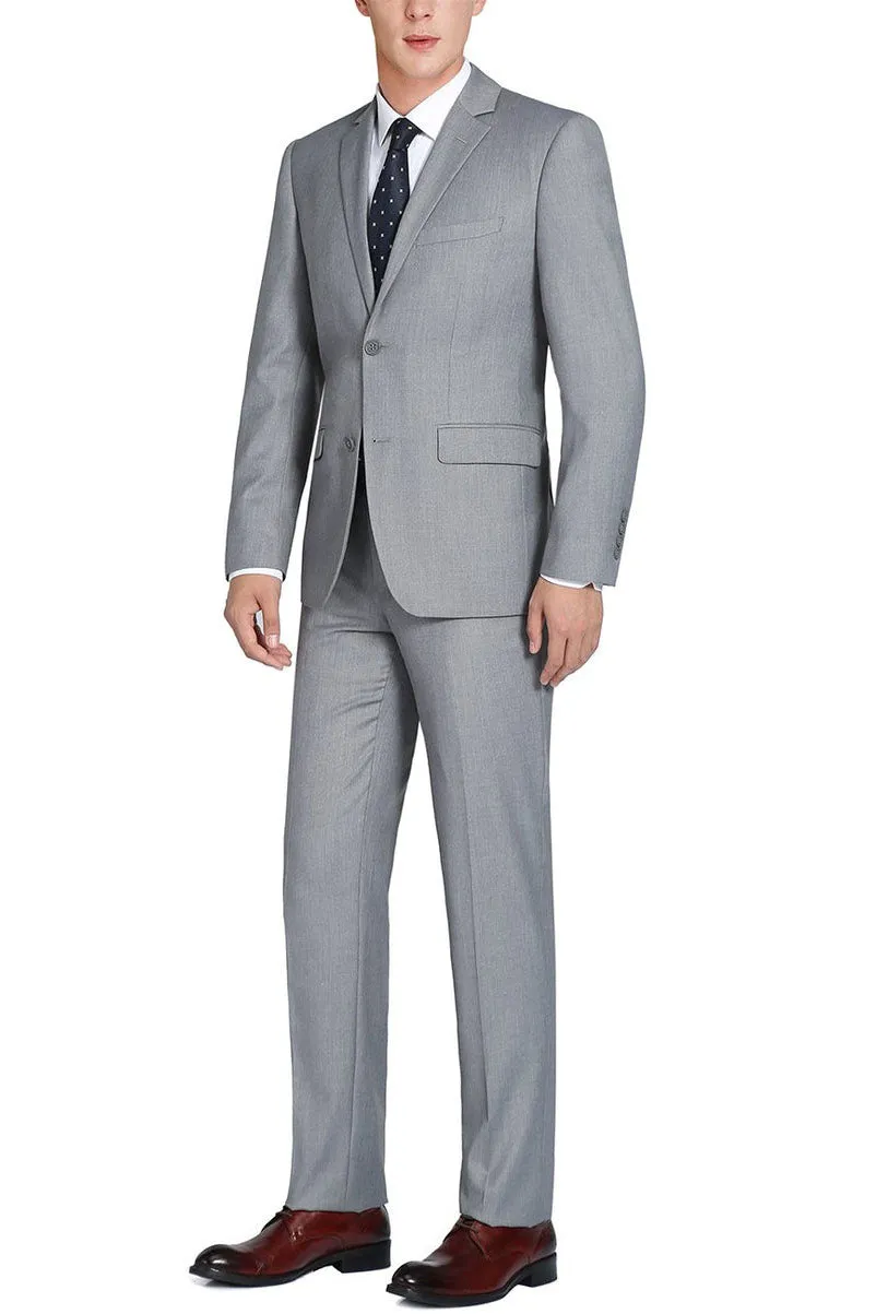 "Rafael" Light Grey 2-Button Notch Suit (2-Piece Set)