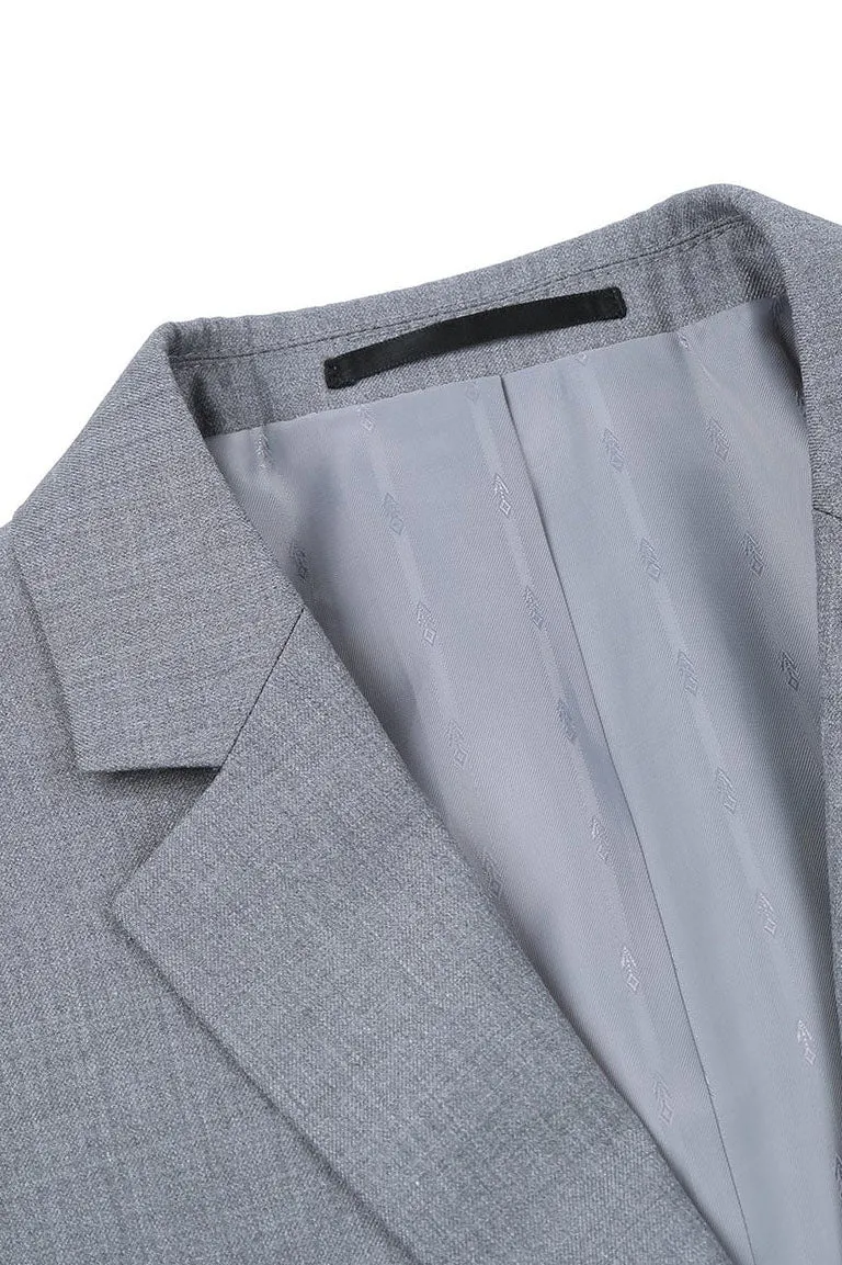 "Rafael" Light Grey 2-Button Notch Suit (2-Piece Set)