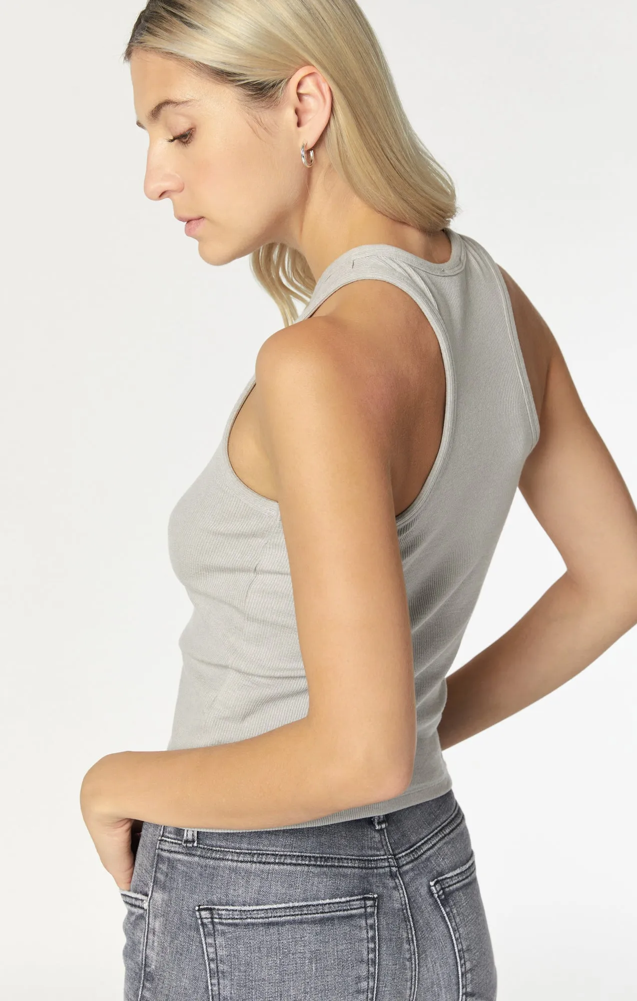 RACER BACK TANK TOP IN GREY NATURAL DYE