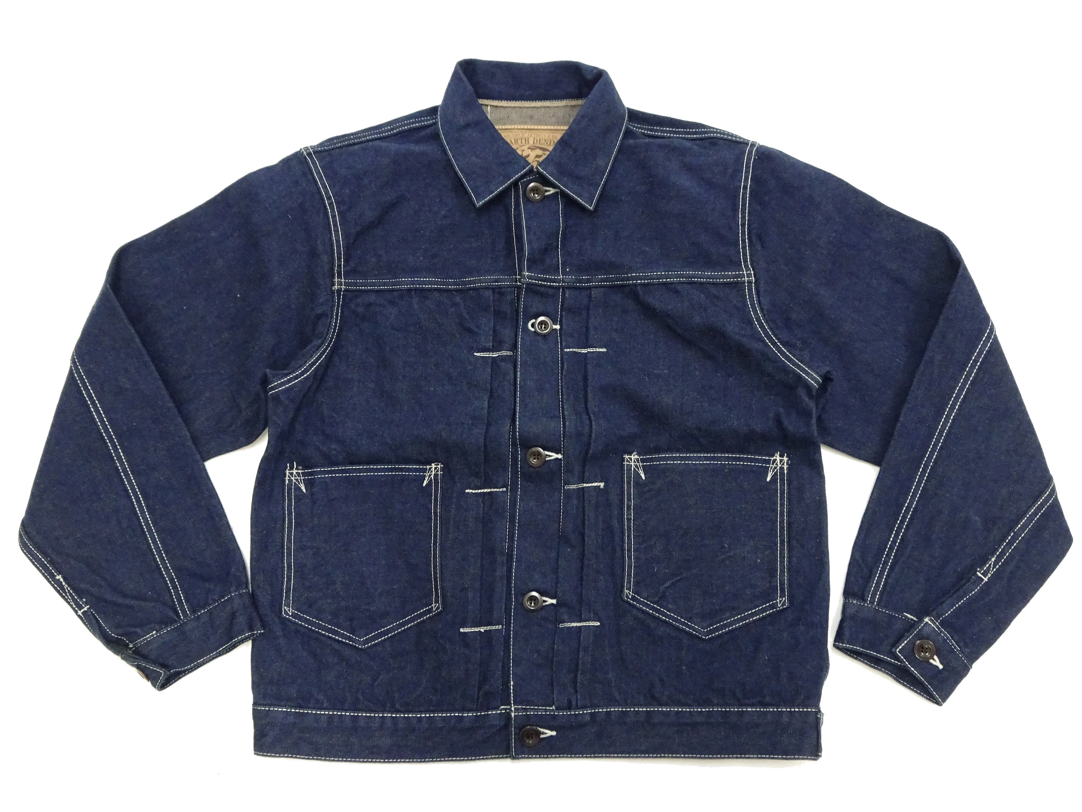 Studio D'artisan Denim Jacket SP-114 Men's 15oz. Organic Cotton Natural Indigo Selvedge Denim Jean Jacket SP-114 One-Wash