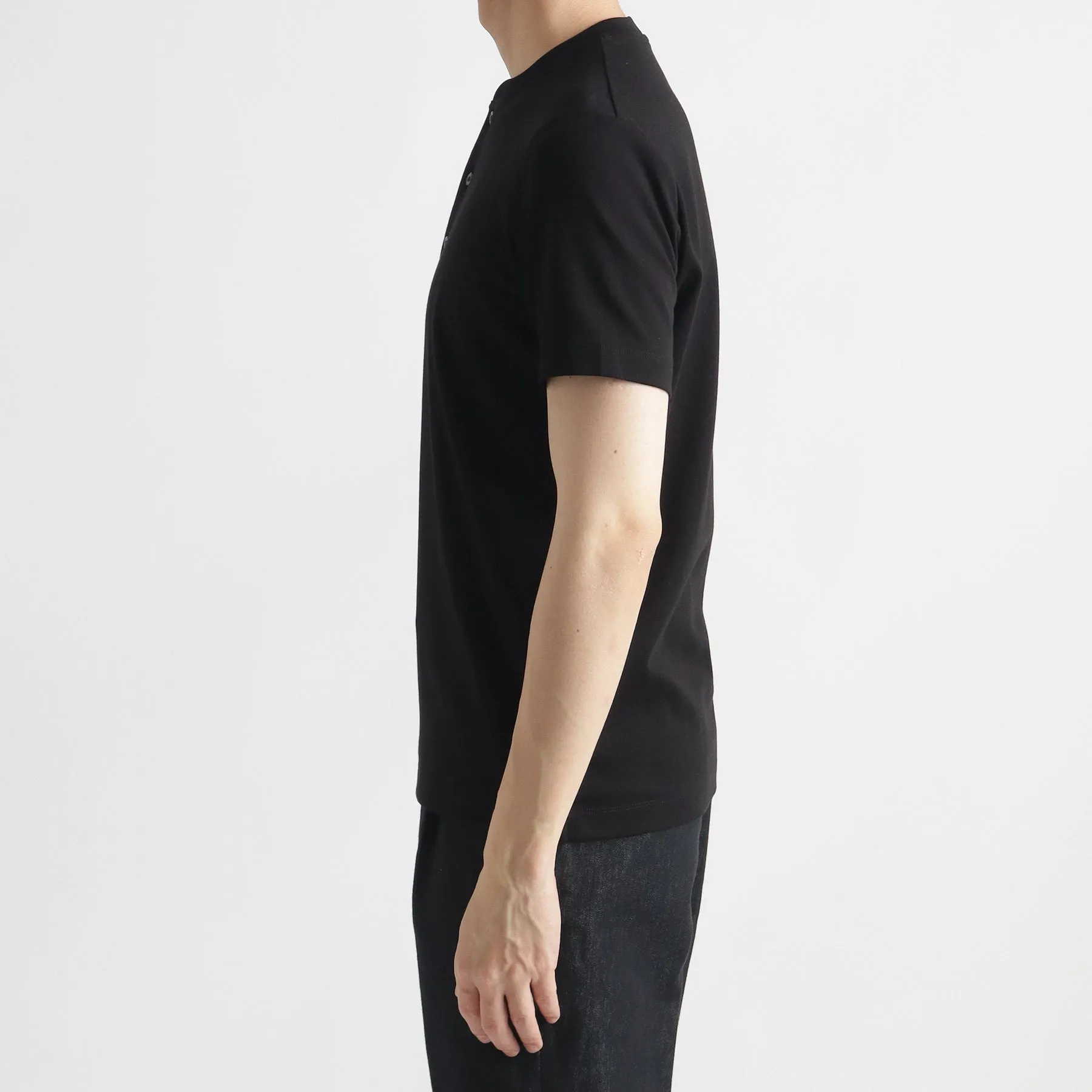 Tailored Henley Neck T-shirt Color: Black