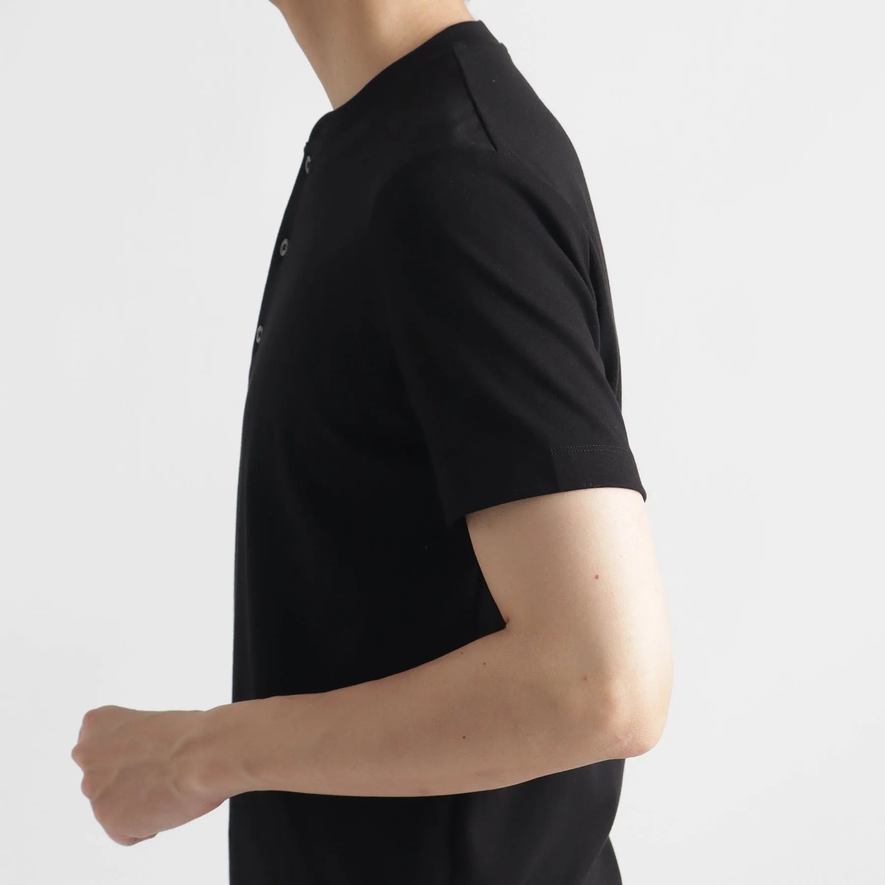Tailored Henley Neck T-shirt Color: Black