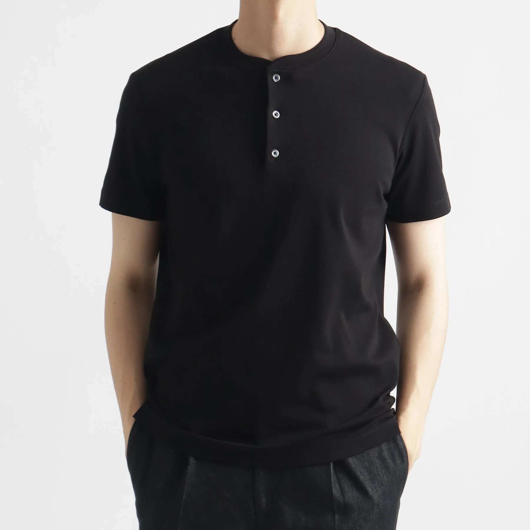 Tailored Henley Neck T-shirt Color: Black