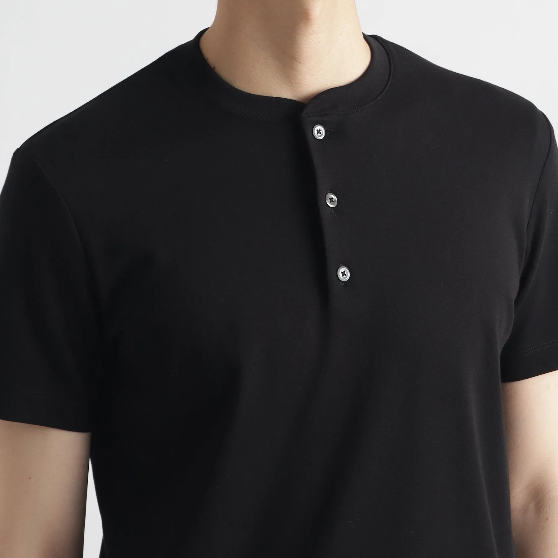 Tailored Henley Neck T-shirt Color: Black