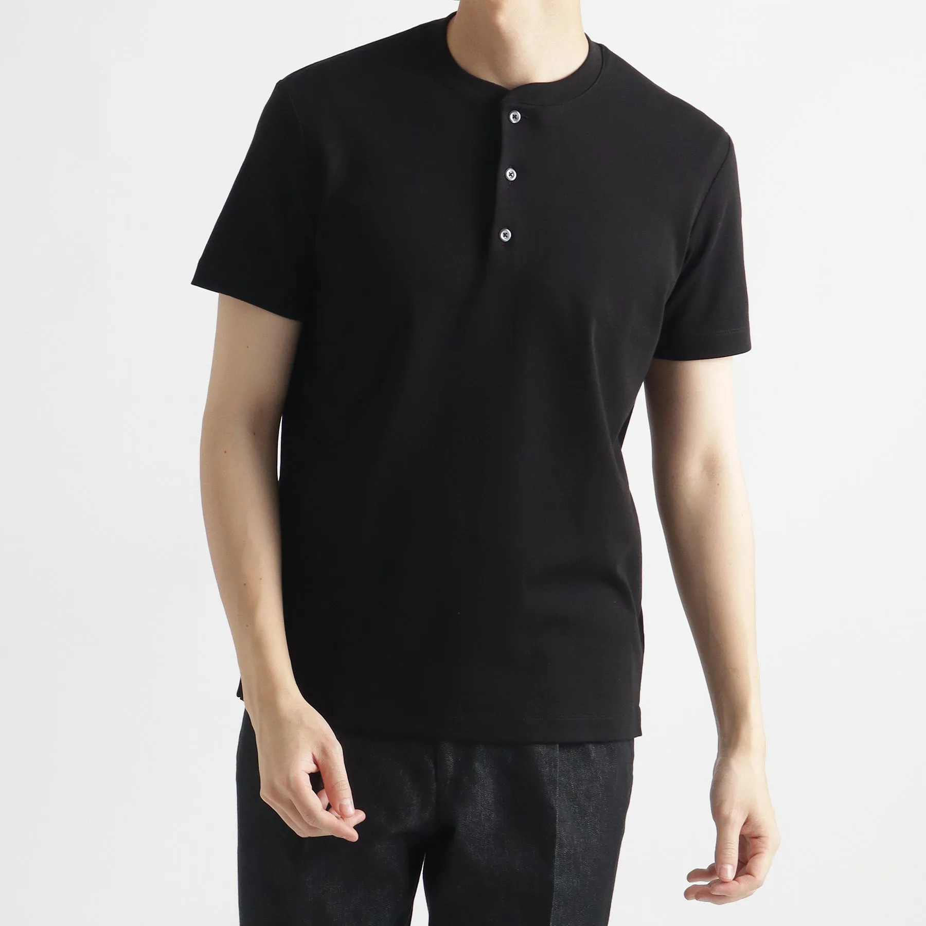 Tailored Henley Neck T-shirt Color: Black
