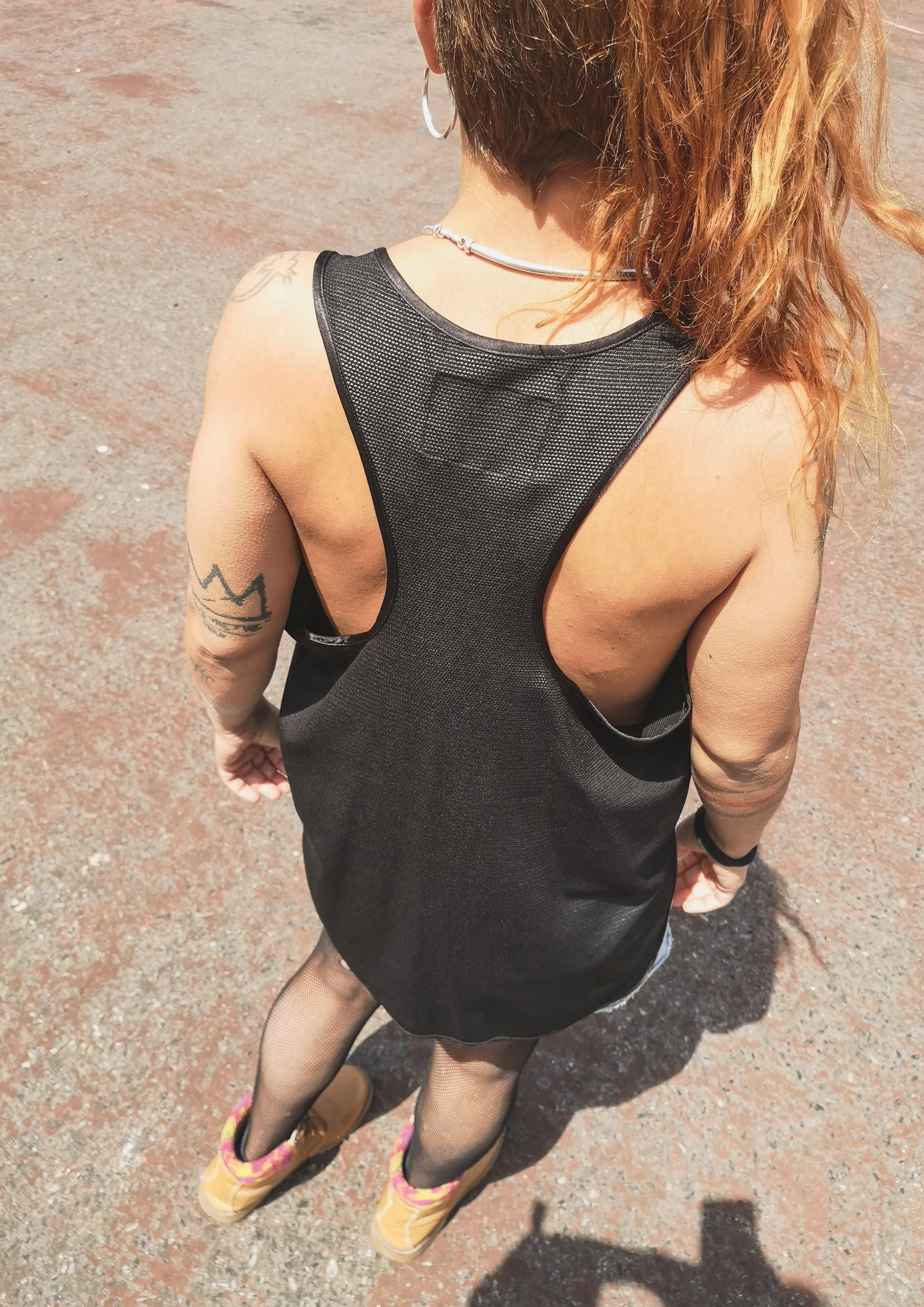 TANK TOP - FANCY TECH LACES STRETCH black