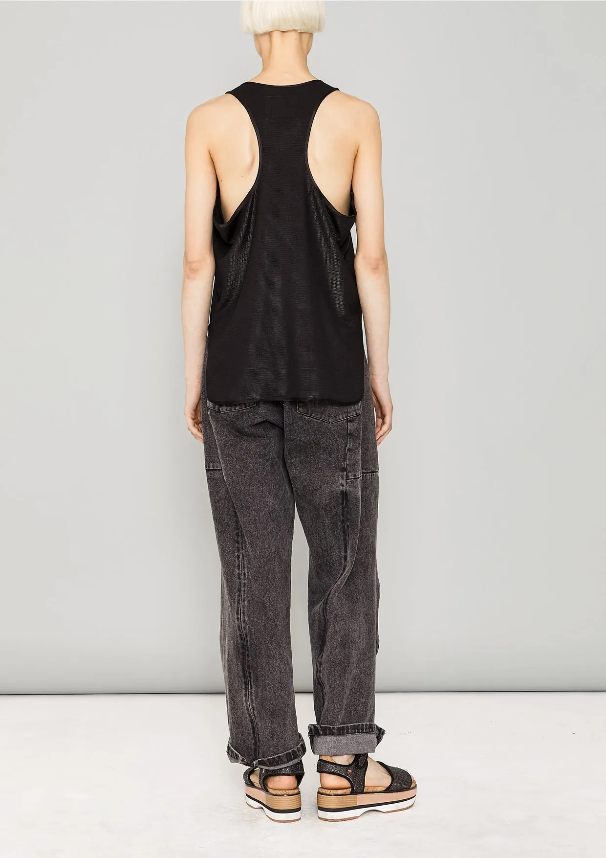 TANK TOP - FANCY TECH LACES STRETCH black