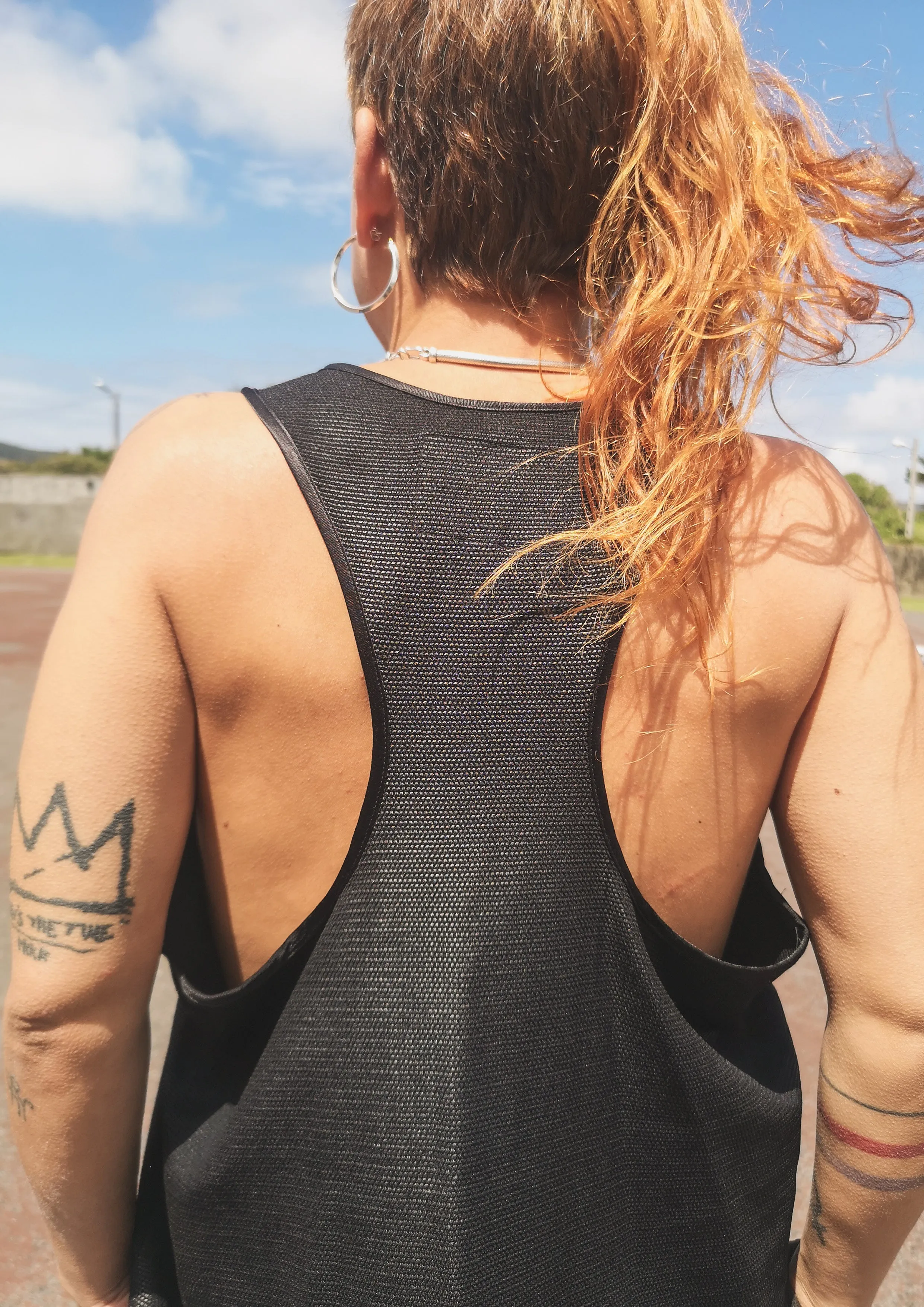 TANK TOP - FANCY TECH LACES STRETCH black