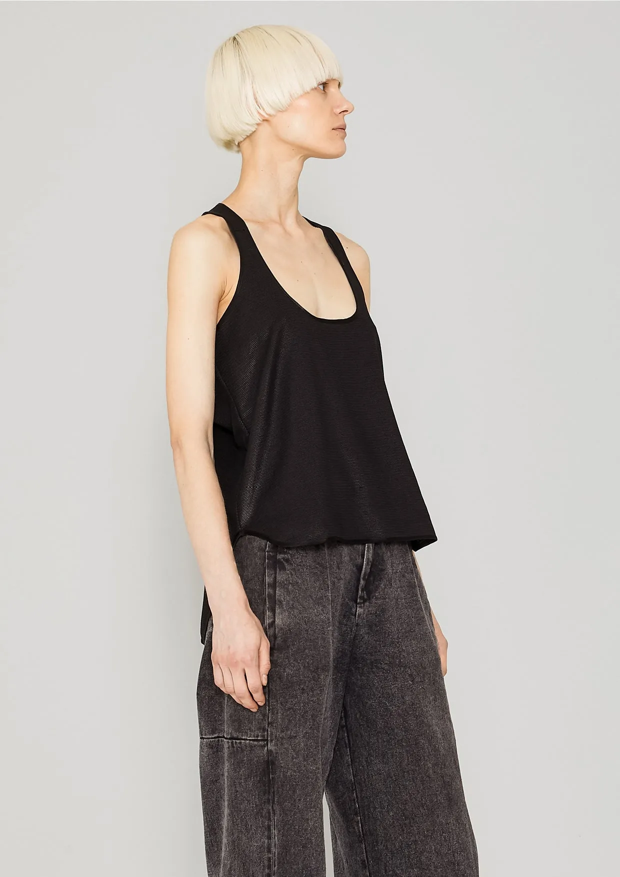 TANK TOP - FANCY TECH LACES STRETCH black