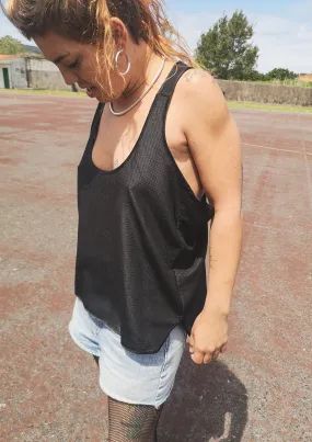 TANK TOP - FANCY TECH LACES STRETCH black