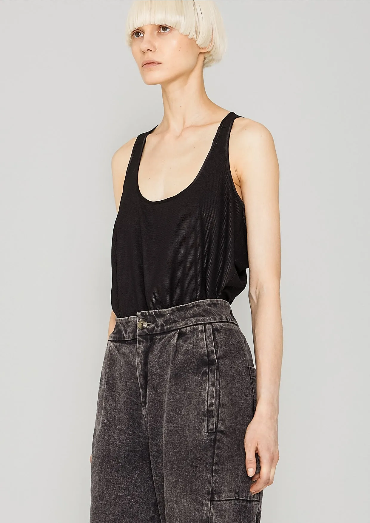 TANK TOP - FANCY TECH LACES STRETCH black