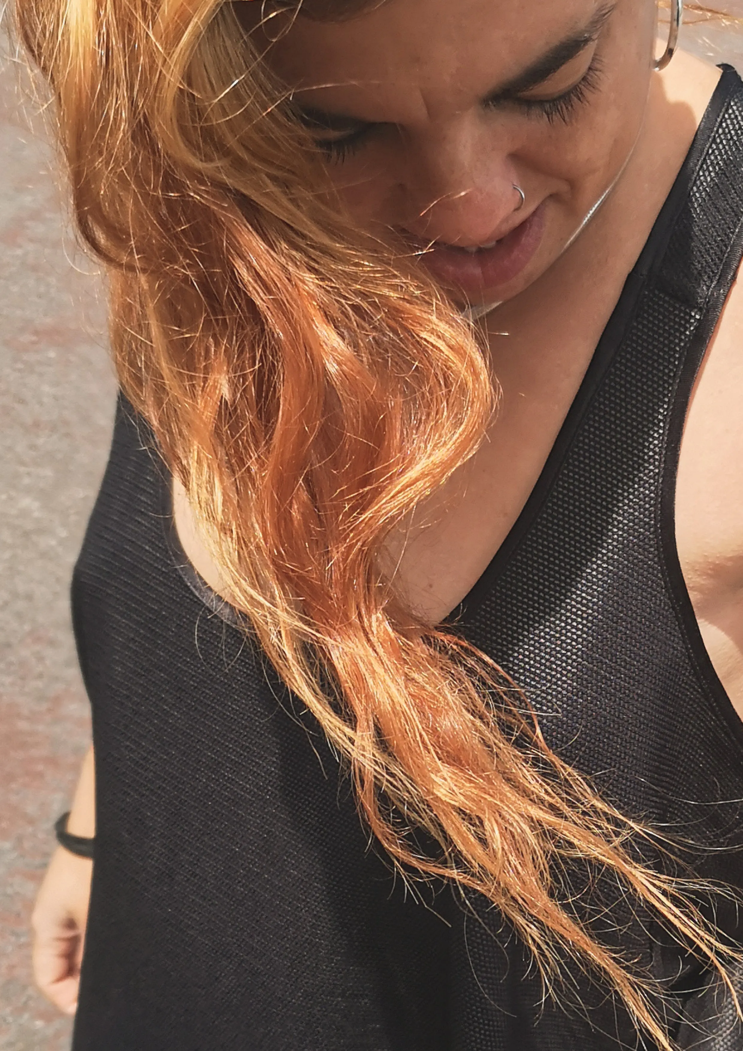 TANK TOP - FANCY TECH LACES STRETCH black