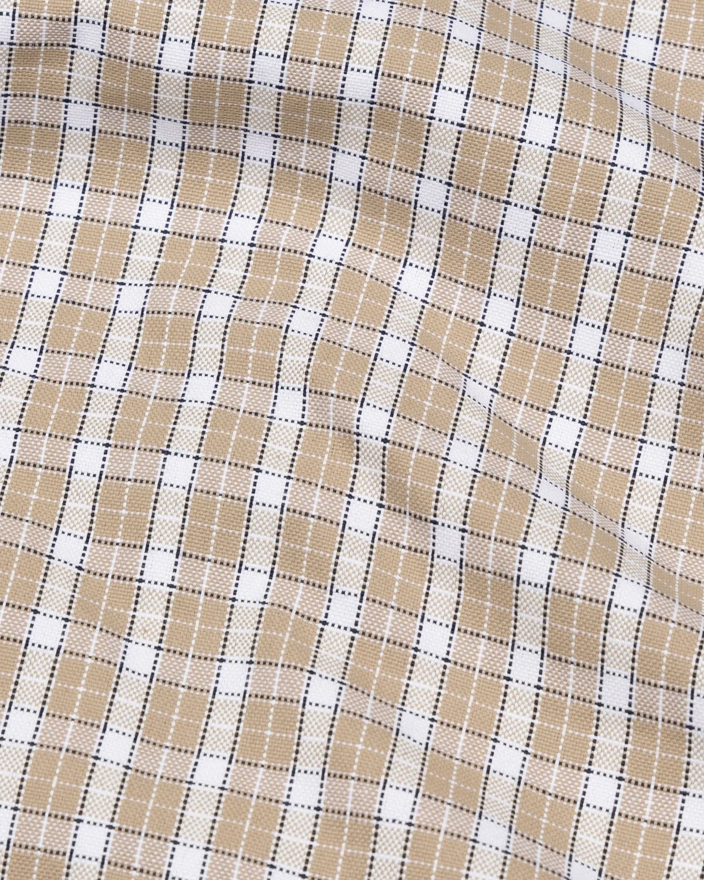 Tauris Khaki Brown Checked Button Down Cotton Shirt