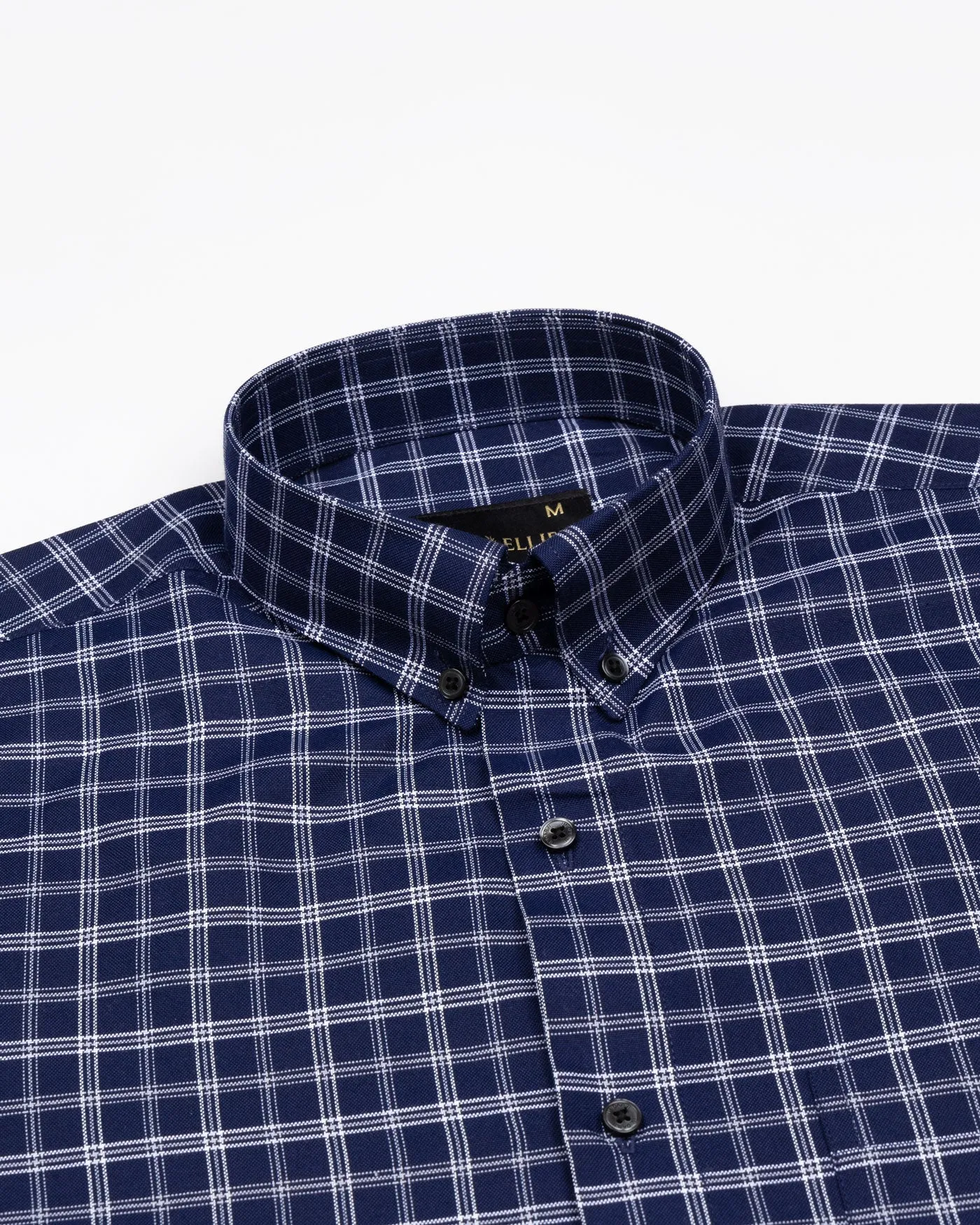 Tauris Navy Blue Checked Button Down Cotton Shirt