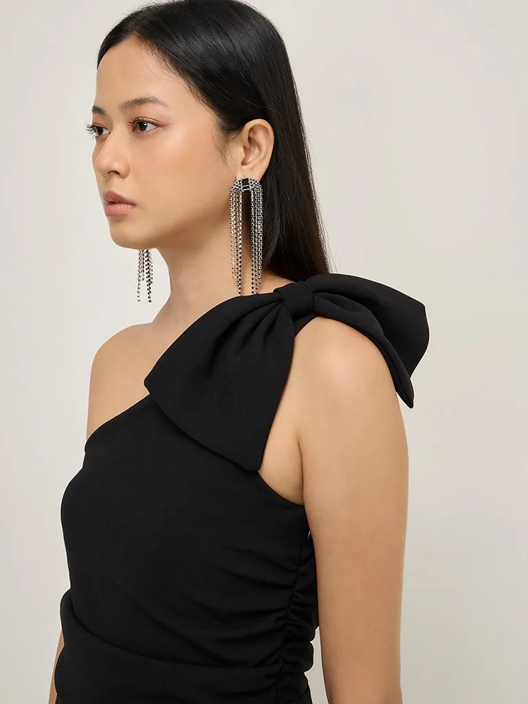 Wardrobe Black Bow Design Ruched Jumpsuit