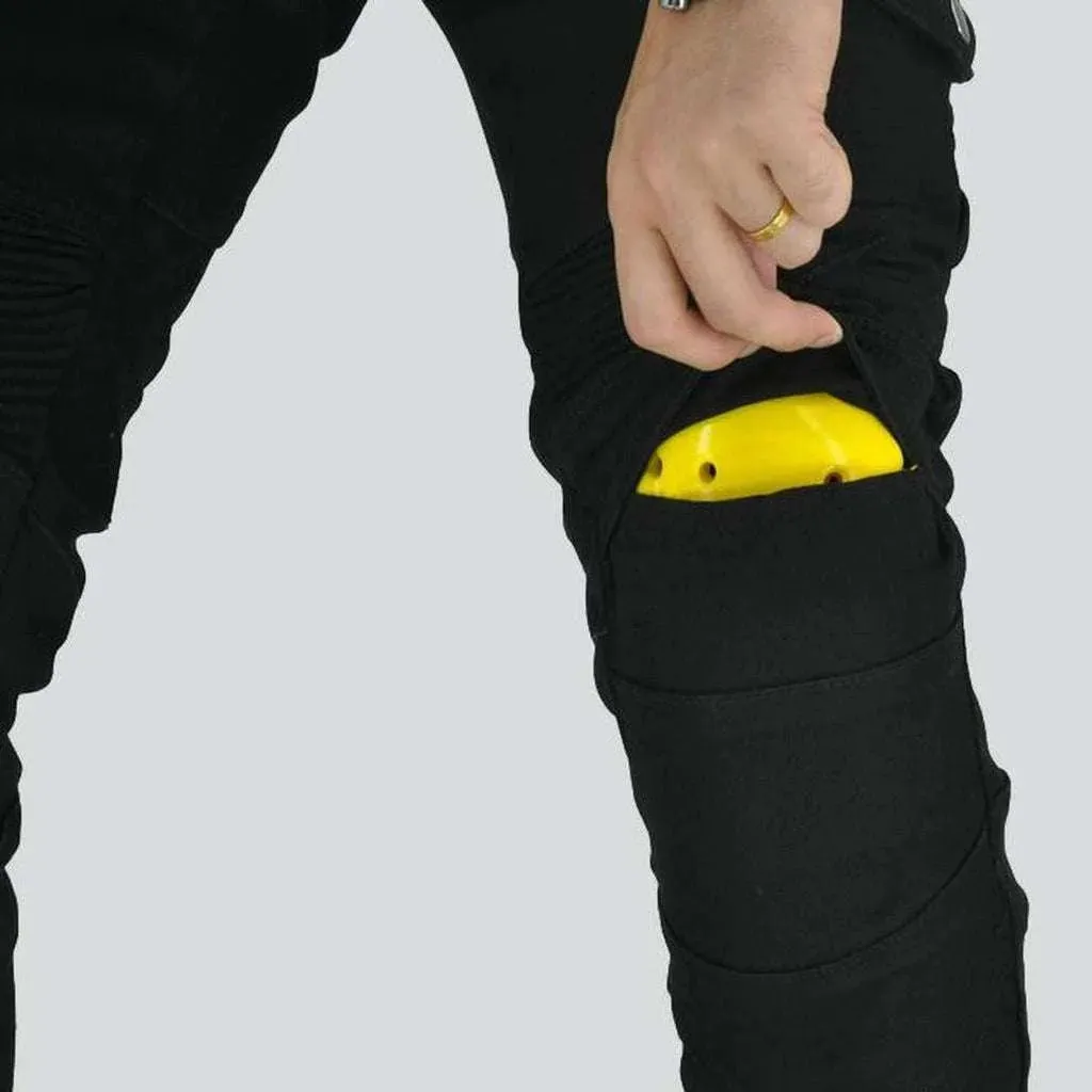 Winter black men's biker jeans