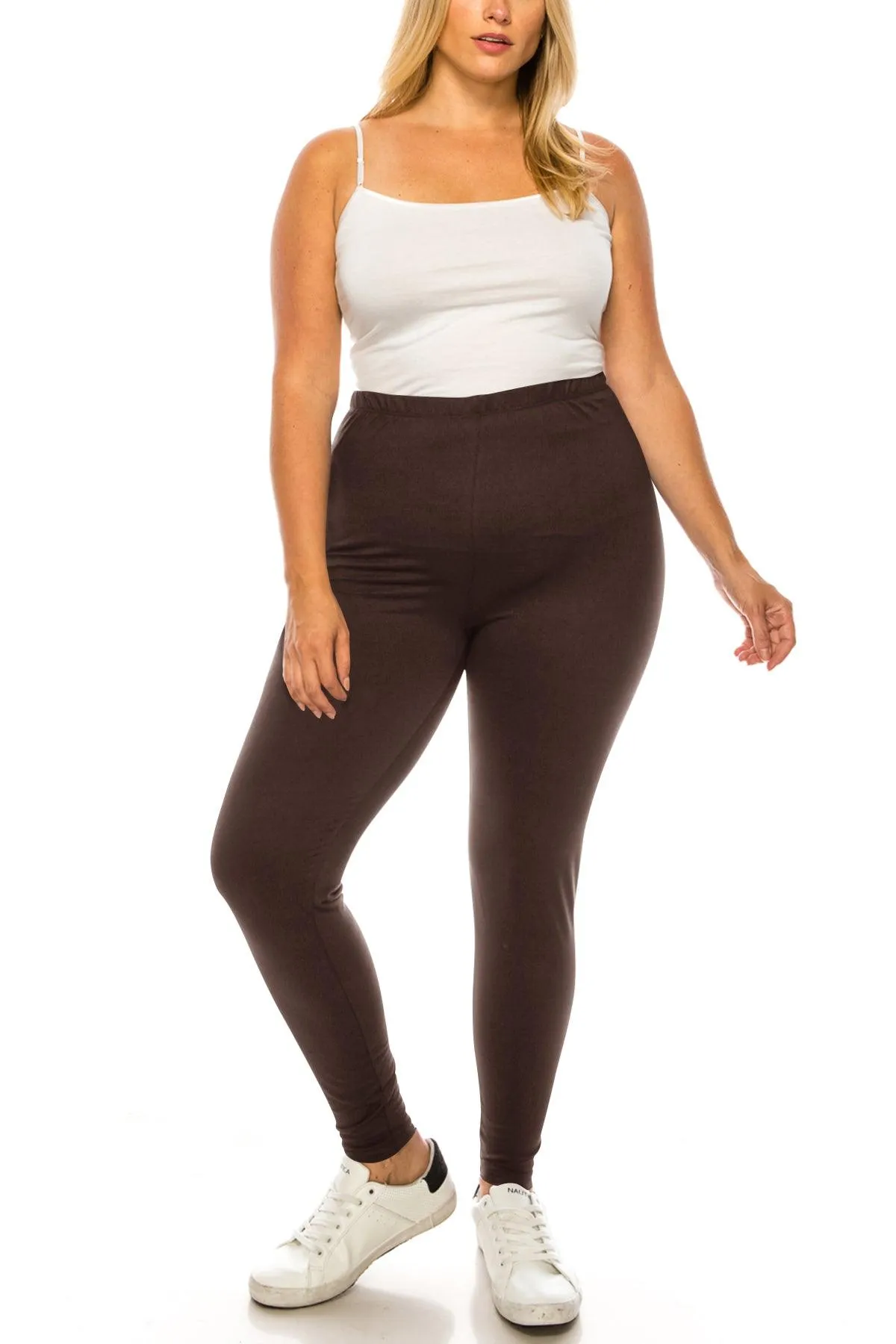 Women's Plus Size Microfiber Full Solid Length Leggings