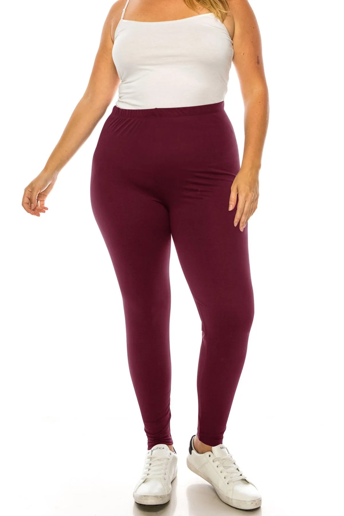 Women's Plus Size Microfiber Full Solid Length Leggings