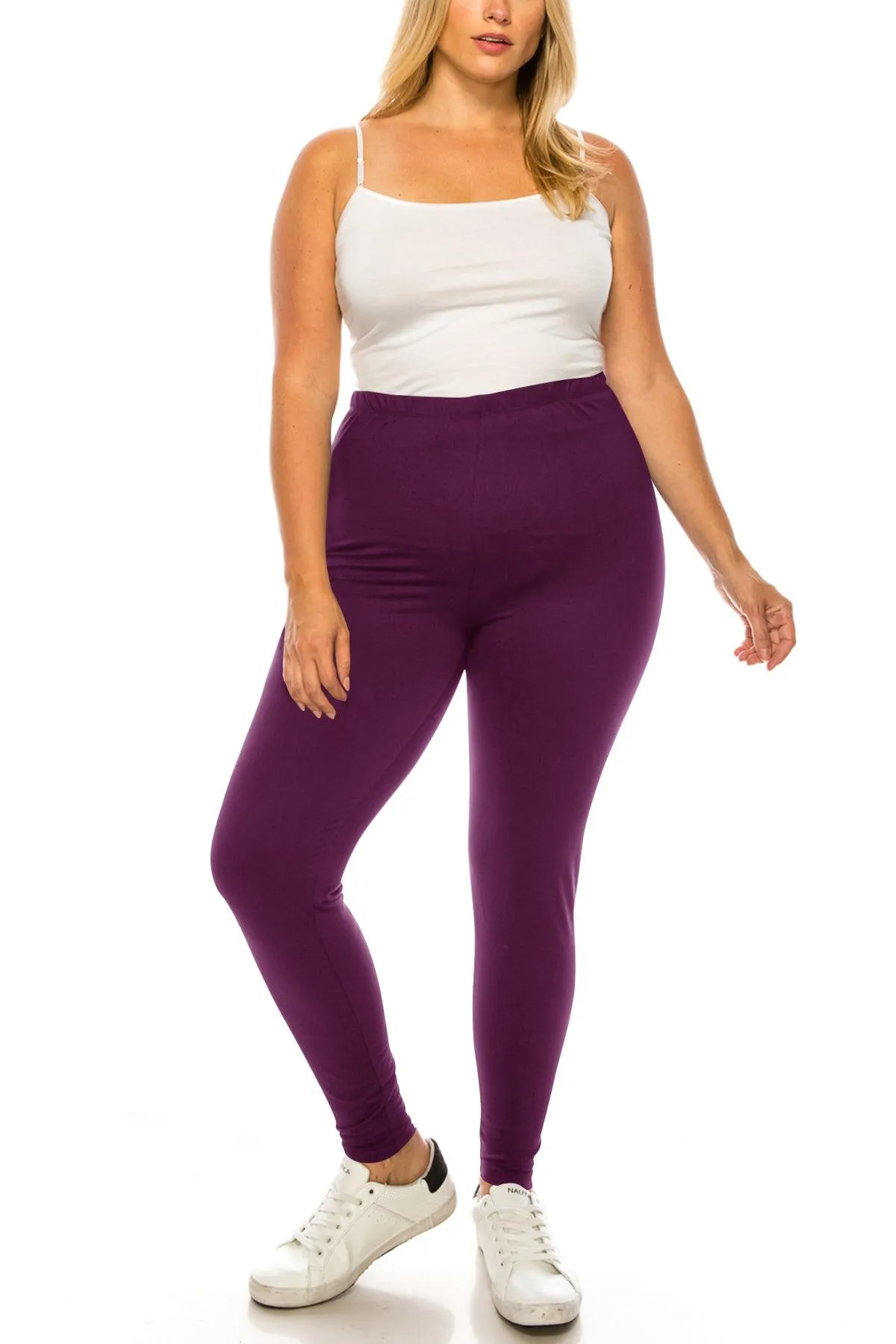 Women's Plus Size Microfiber Full Solid Length Leggings