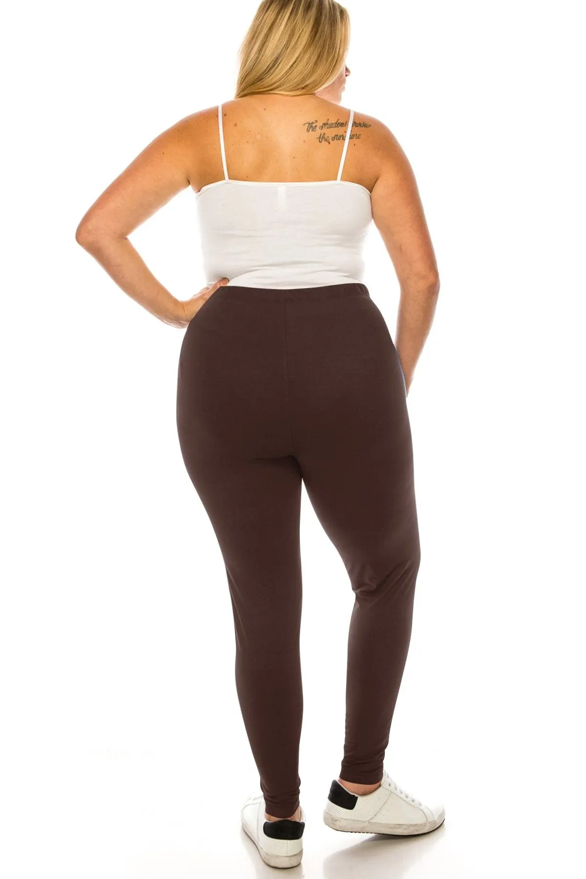 Women's Plus Size Microfiber Full Solid Length Leggings