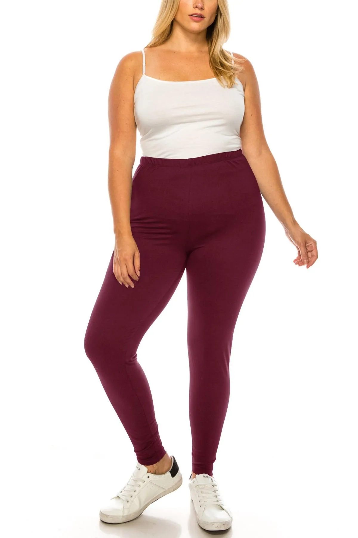 Women's Plus Size Microfiber Full Solid Length Leggings